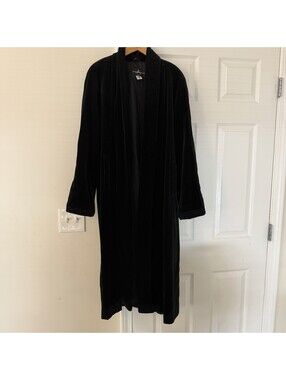 Vintage Black Velvet Draped Full Length Opera Coat Old Money JS Collections